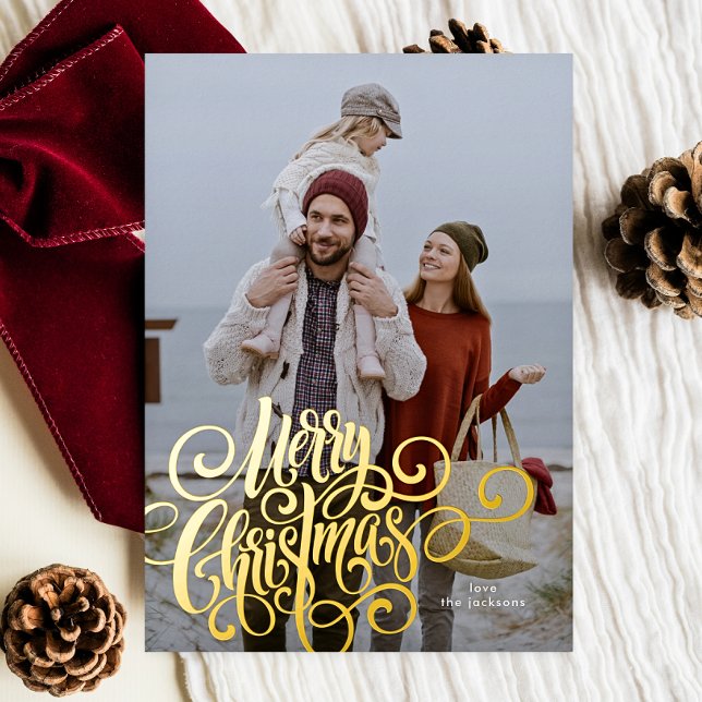 Calligraphy Script Merry Christmas Gold Photo (Creator Uploaded)