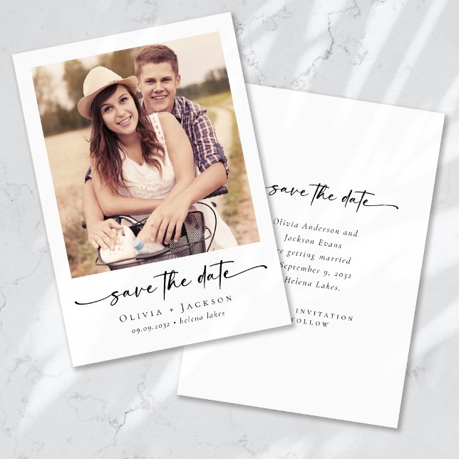 Calligraphy Script Modern Photo Wedding Save The Date (Creator Uploaded)