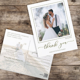 Calligraphy Script Modern Simple Two Photo Elegant Postcard