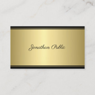 Calligraphy Script Modern Sleek Gold Glamour Plain Business Card
