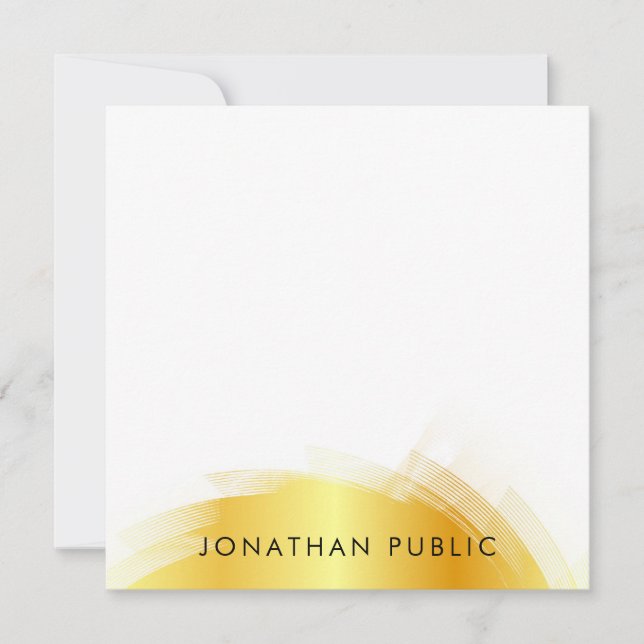 Calligraphy Script Monogram Elegant Faux Gold Card (Front)