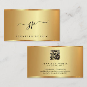 Calligraphy Script Monogram Gold Premium Silk Business Card