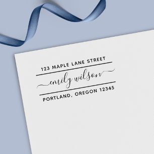 Calligraphy Script Name 2 Lines Return Address Self-inking Stamp