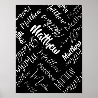 Calligraphy Script Name Art Black White Modern Poster
