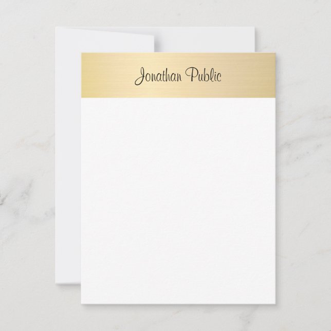 Calligraphy Script Name Gold White Template Chic (Front)