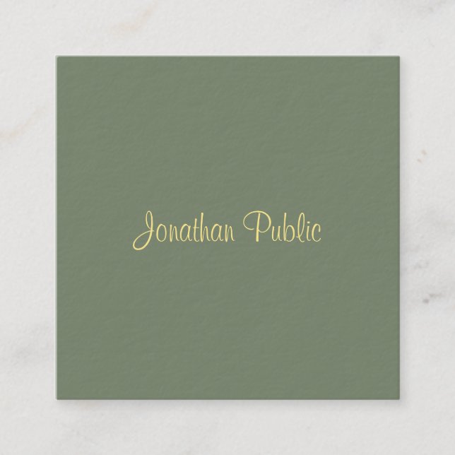 Calligraphy Script Name Modern Elegant Template Square Business Card (Front)