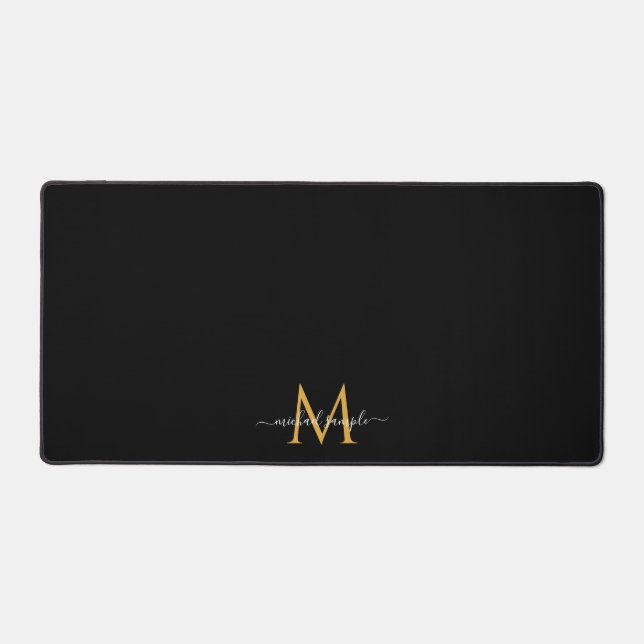 Calligraphy Script Name Monogram Chic Minimalist Desk Mat (Front)