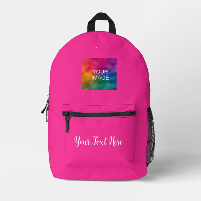 Calligraphy Script Name Text Pink Solid Colour Cut Printed Backpack (Front)