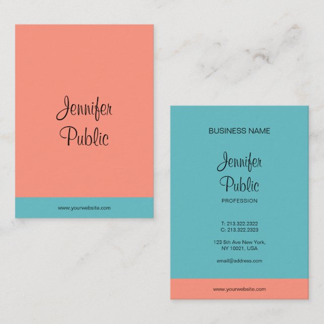 Calligraphy Script Name Trend Colours Modern Business Card (Front/Back)