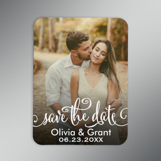 Calligraphy Script Photo Save Date Magnet (Creator Uploaded)