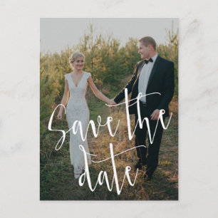 Calligraphy Script Photo Save the Date Postcard