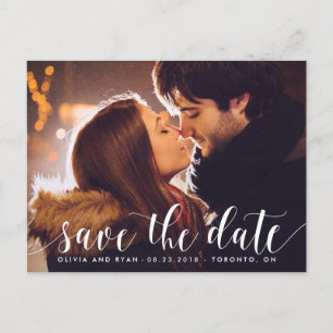 Calligraphy Script   Photo Save the Date Postcard