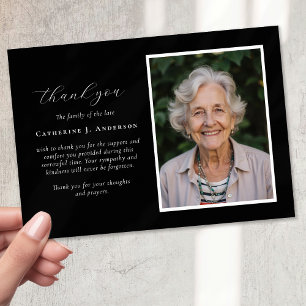 Calligraphy Script Photo Sympathy Funeral Memorial Thank You Card