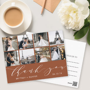 Calligraphy Script Photo Thank You Terracotta Postcard