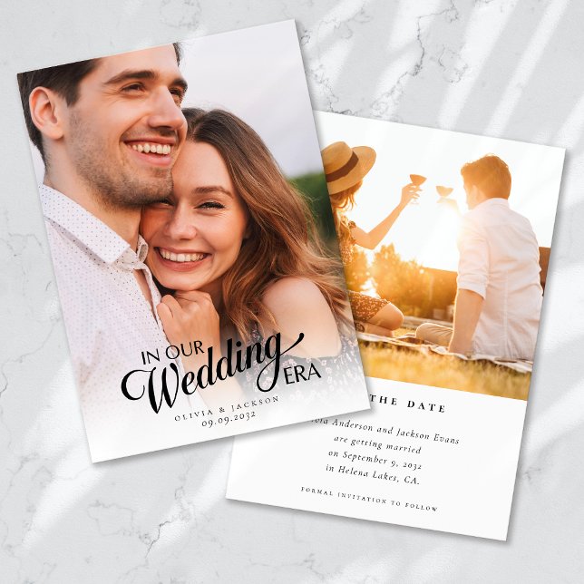 Calligraphy Script Photo Wedding Save The Date (Creator Uploaded)