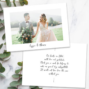 Calligraphy Script Photo Wedding Thank You Card