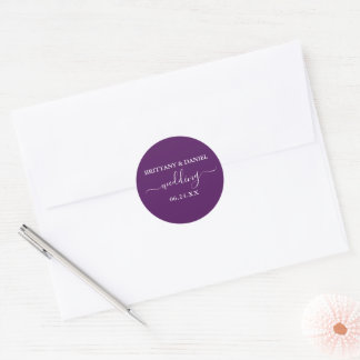 Calligraphy Script Purple Wedding Envelope Seals