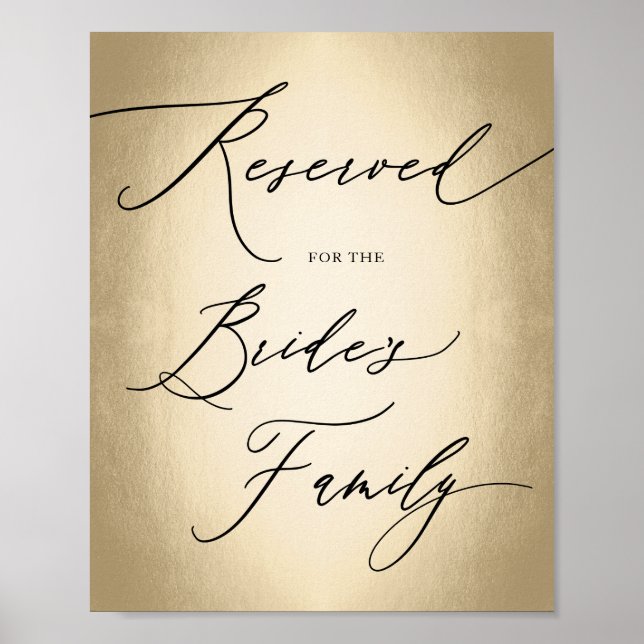 Calligraphy Script Reserved For Bride Wedding Sign (Front)