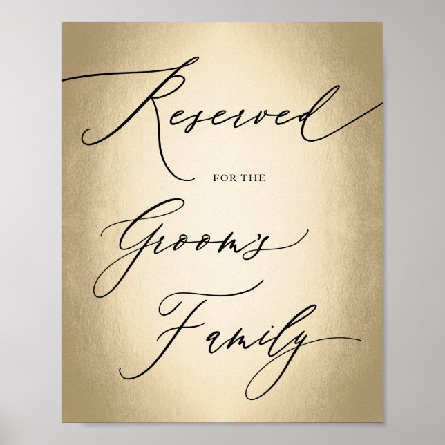 Calligraphy Script Reserved For Groom Wedding Sign (Front)