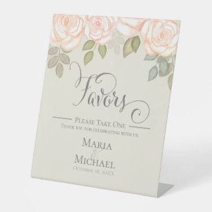 Calligraphy Script Sage Green Blush Favours Pedestal Sign