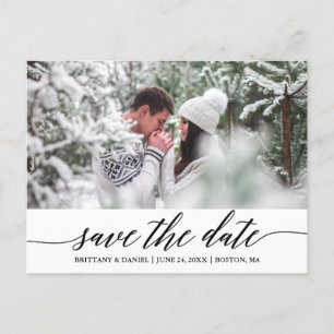 Calligraphy Script Save The Date Photo Postcard