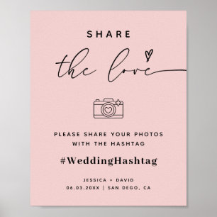 Calligraphy Script Share The Love Wedding Hashtag  Poster