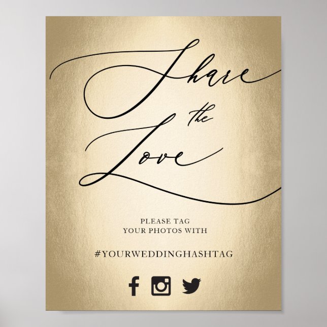 Calligraphy Script Share The Love Wedding Sign (Front)