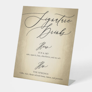 Calligraphy Script Signature Drinks Wedding Pedestal Sign