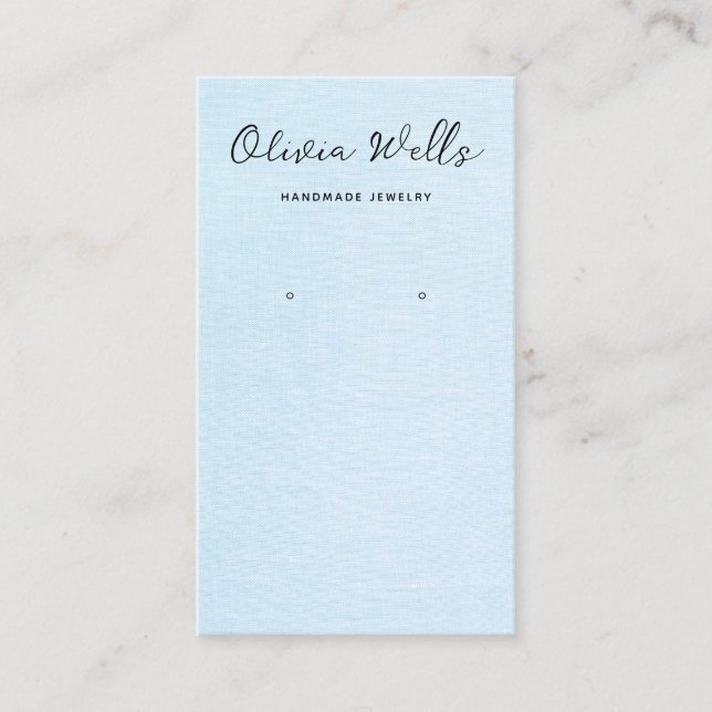 Calligraphy Script Simple Blue Earring  Business  Business Card (Front)