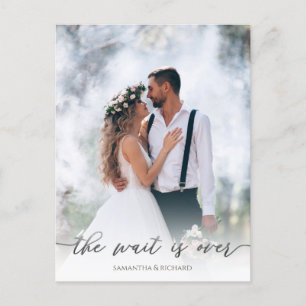 Calligraphy Script Simple Elegant Two Photo Modern Postcard