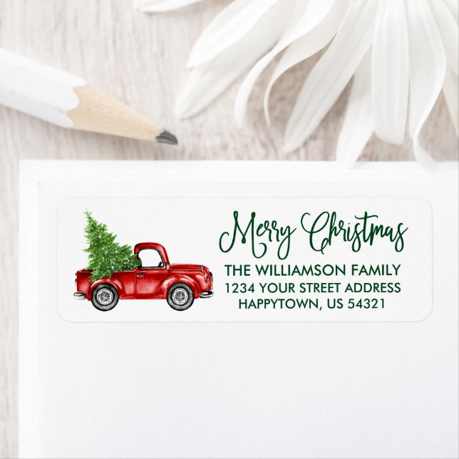 Calligraphy Script Vintage Truck Christmas Green (Insitu)