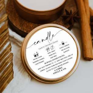 calligraphy Script Warning Candle Black and White Classic Round Sticker