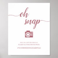 Calligraphy Script Wedding Oh Snap Hashtag Sign