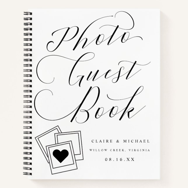 Calligraphy Script Wedding Photo Guest Book (Front)
