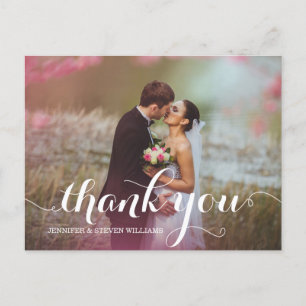 CALLIGRAPHY SCRIPT WEDDING THANK YOU POSTCARDS