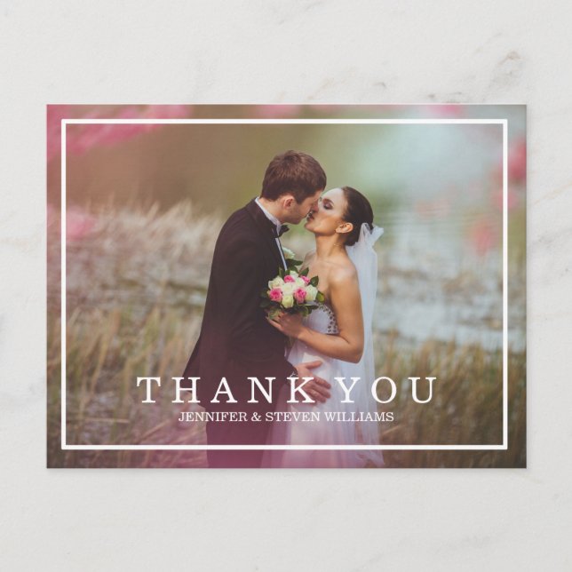 CALLIGRAPHY SCRIPT WEDDING THANK YOU POSTCARDS (Front)
