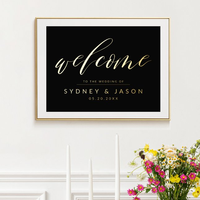 Calligraphy Script Welcome Minimal Modern Wedding Foil Prints (Creator Uploaded)