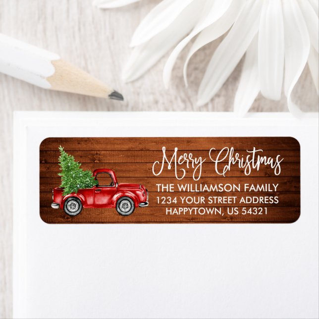 Calligraphy Script Wood Vintage Truck Christmas (Insitu)