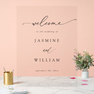 Calligraphy Simple Elegant Wedding Welcome -Black Acrylic Sign