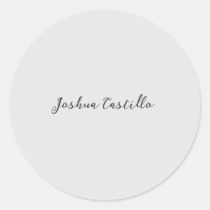 Calligraphy Simple Grey Professional Name Classic Round Sticker