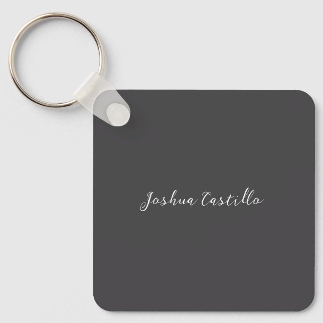 Calligraphy Simple Grey Professional Name Key Ring (Front)