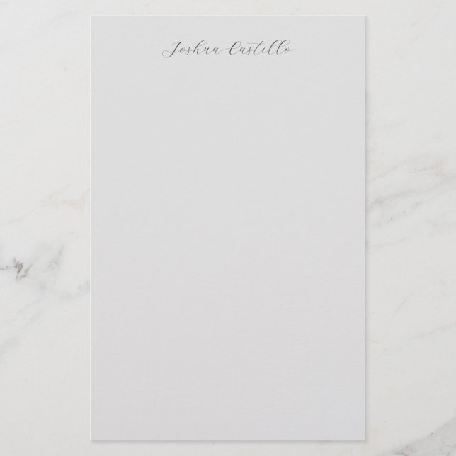 Calligraphy Simple Grey Professional Name Stationery (Front)