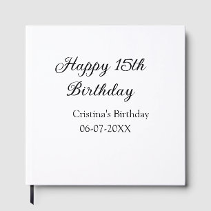 calligraphy simple minimal happy 15th birthday guest book