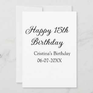 calligraphy simple minimal happy 15th birthday invitation