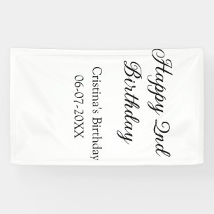 calligraphy simple minimal happy 2nd birthday banner