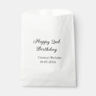 calligraphy simple minimal happy 2nd birthday favour bags