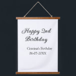 calligraphy simple minimal happy 2nd birthday hanging tapestry<br><div class="desc">design</div>