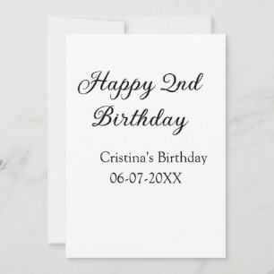 calligraphy simple minimal happy 2nd birthday holiday card