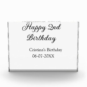 calligraphy simple minimal happy 2nd birthday photo block