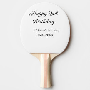 calligraphy simple minimal happy 2nd birthday ping pong paddle